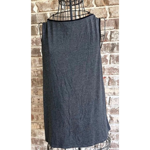 Carmen Marc Valvo Tunic Top Sz L Gray Sleeveless Black Embellished Souta… - Picture 9 of 12